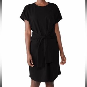 Universal Standard Misa Jersey Tie Dress Knee Length Black Cotton Blend Womens M